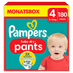 Baby-Dry Pants, maat 4 Maxi, 9-15kg, maandelijkse doos (1 x 180 luiers)