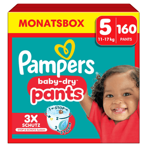 Baby-Dry Pants, velikost 5 Junior , 12-17 kg, měsíční balení (1 x 160 plen)