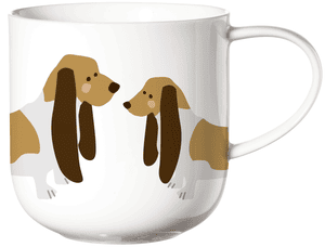 Henkelbecher Basset Hound weiß glänzend, 0,4l