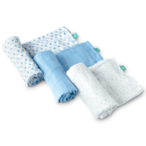 KOALA BABY CARE  ® Mousseline doek Zachte Touch 80 x 80 cm 3-pack - blauw