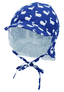 Schirmmütze mit Nackenschutz Wale blau