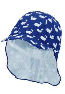 Gorra de pico con protector de cuello Ballenas azul