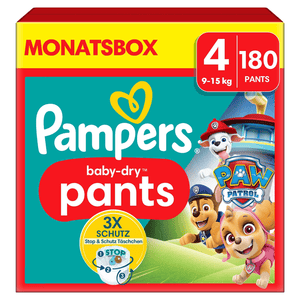 Baby-Dry Pants Paw Patrol, velikost 4 Maxi, 9-15 kg, měsíční balení (1 x 180 plenek)