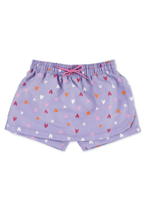 Badeshorts Herz lila