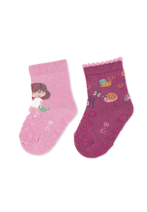 Calcetines ABS Toddler Twin Pack Niñas/Caracol rosa suave