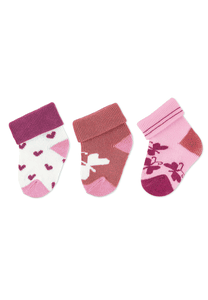 First Baby Socks 3-pak hjerter ecru