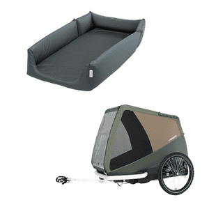 Remorque de vélo pour chien Dog Tammo Moss green panier chien Asphalt grey