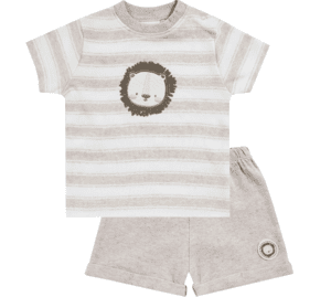T-Shirt +Shorts LITTL LION ringel/beige-melange