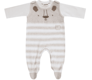 Conjunto pelele LITTLE LION beige melange/blanco