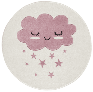 Tapis enfant Kids love Rugs nuage rond crème/rose