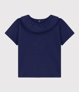 Blouse bébé manches courtes jersey flammé bleu chaloupe