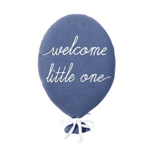 Pyntepude ballon " welcome little one" blå