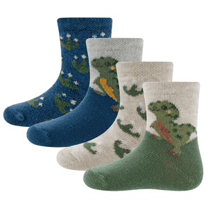 Socken 4er Pack Dino beige-blau