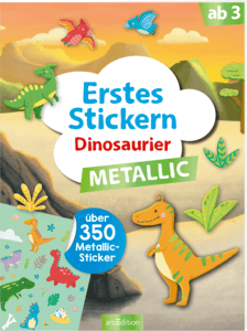 arsEdition Erstes Stickern Metallic – Dinosaurier