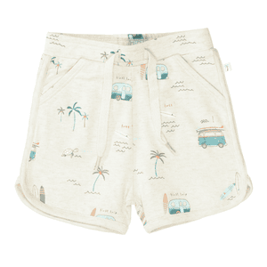 Shorts beige chiné à motifs