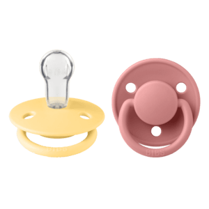 Sucette De Lux Pale Butter & Dusty Pink silicone 0-36 mois, lot de 2