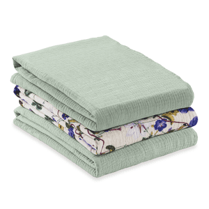 Spuugdoekjes Cuddle N Clean 3-pack Set Sage/Beige Floral