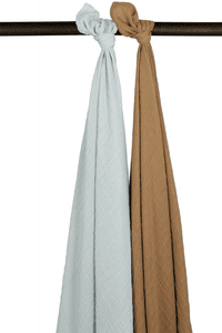 Musselin Swaddle 2er-Pack Uni Light Blue/Toffee