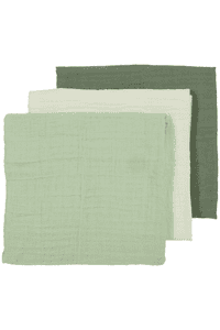 Langes bébé mousseline uni Offwhite/Soft Green/Forest Green lot de 3