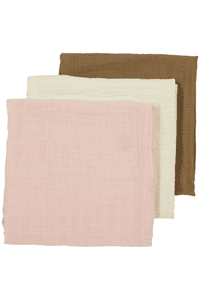 Langes bébé mousseline uni Offwhite/Soft Pink/Toffee lot de 3