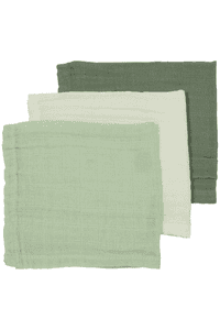 Muslin-bøvseklude 3-pak Uni Off white /Soft Green / Forest Green