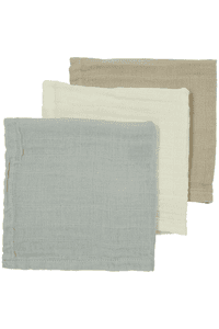 Muslin Burp Cloths 3-Pack Uni Off white / Light Grey/Toffee