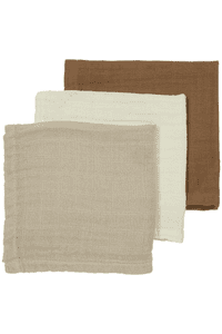 Muslin Burp Cloths 3-Pack Uni Off white / Sand /Toffee