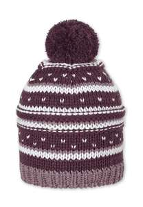 Bommelstrickmütze Mustermix pink