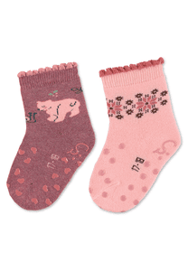 Chaussettes de bébé ABS pack de 2 oursons rouge clair mélangé