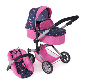 Carrozzina per bambole BAYER CHIC 2000 LINUS Butterfly rosa navy