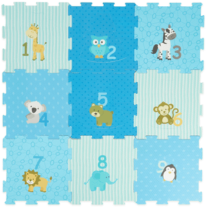 Puzzelmat dieren blauw 18 st.