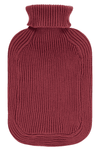Wärmflasche 2L mit Rollkragen-Strickbezug in bordeaux