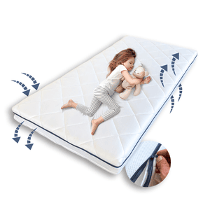 Kindermatratze AERO PLUS mit Ventilationsstreifen 10 cm hoch, Babymatratze 60 x 120 weiß ohne Spannbettlaken