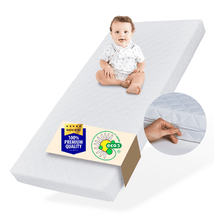 Kindermatras 60x120 cm met wasbare hoes | 10 cm hoog wit zonder hoeslaken