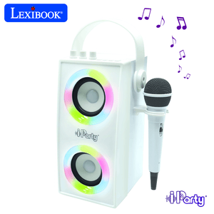 Iparty® witte draagbare Bluetooth®-luidspreker met microfoon en geweldige lichteffecten