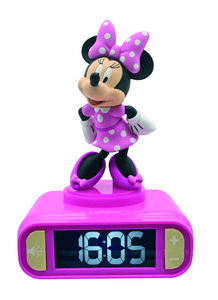 Disney Minnie vekkerklokke med 3D-nattlysfigur og spesielle ringetoner