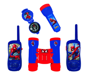 Kit aventure enfant 2 talkie-walkies Spider-Man portée 120 m, jumelles, lampe-torche, boussole