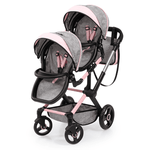 Design Tvillingdukkevogn Xeo Twin med sommerfugl