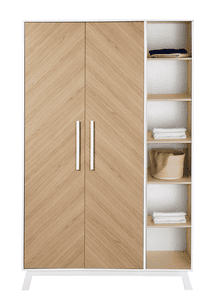 Kleiderschrank Fishbone Vicenza Oak Weiß 2-türig