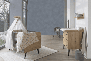 Chambre bébé duo lit commode Morris Oak bois 70x140 cm