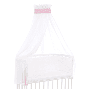 babybay® luifel piqué met lint geschikt voor alle modellen berry stars wit