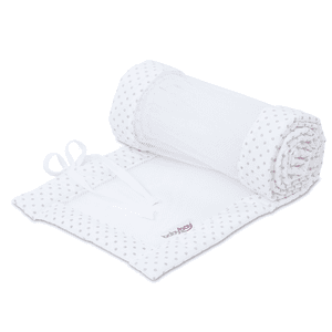 babybay® nest mesh piqué geschikt voor Boxspring XXL model, witte stippen parelgrijs