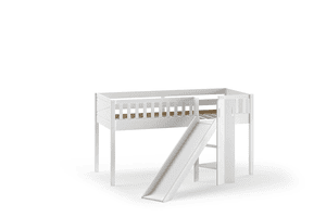 Lit mezzanine enfant SCOTT toboggan bois blanc 90x200 cm