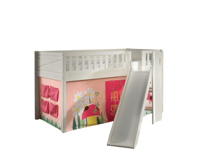 Lit mezzanine enfant rideau SCOTT Spring blanc 90x200 cm