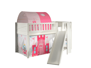 Lit mezzanine enfant rideau SCOTT Princess poche 2 pièces blanc 90x200 cm