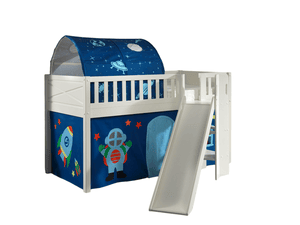 Lit mezzanine enfant rideau SCOTT Astro poche 2 pièces blanc 90x200 cm