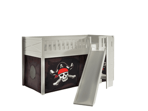 Lit mezzanine enfant rideau SCOTT Caribian Pirate blanc 90x200 cm