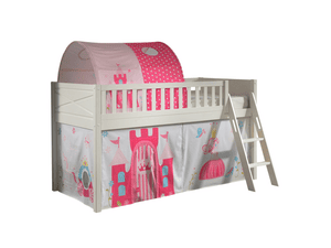 Lit mezzanine enfant rideau SCOTT Princess poche 2 pièces blanc 90x200 cm