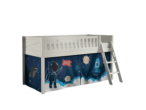 Lit mezzanine enfant Scott Space Shuttle rideau bois blanc 90x200 cm