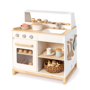 Cocina de juguete y  tienda Prunus blanco/natural madera